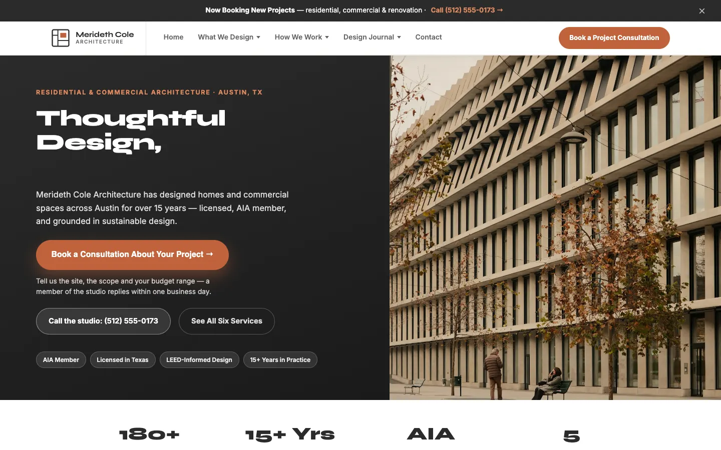 Merideth Cole Architecture website